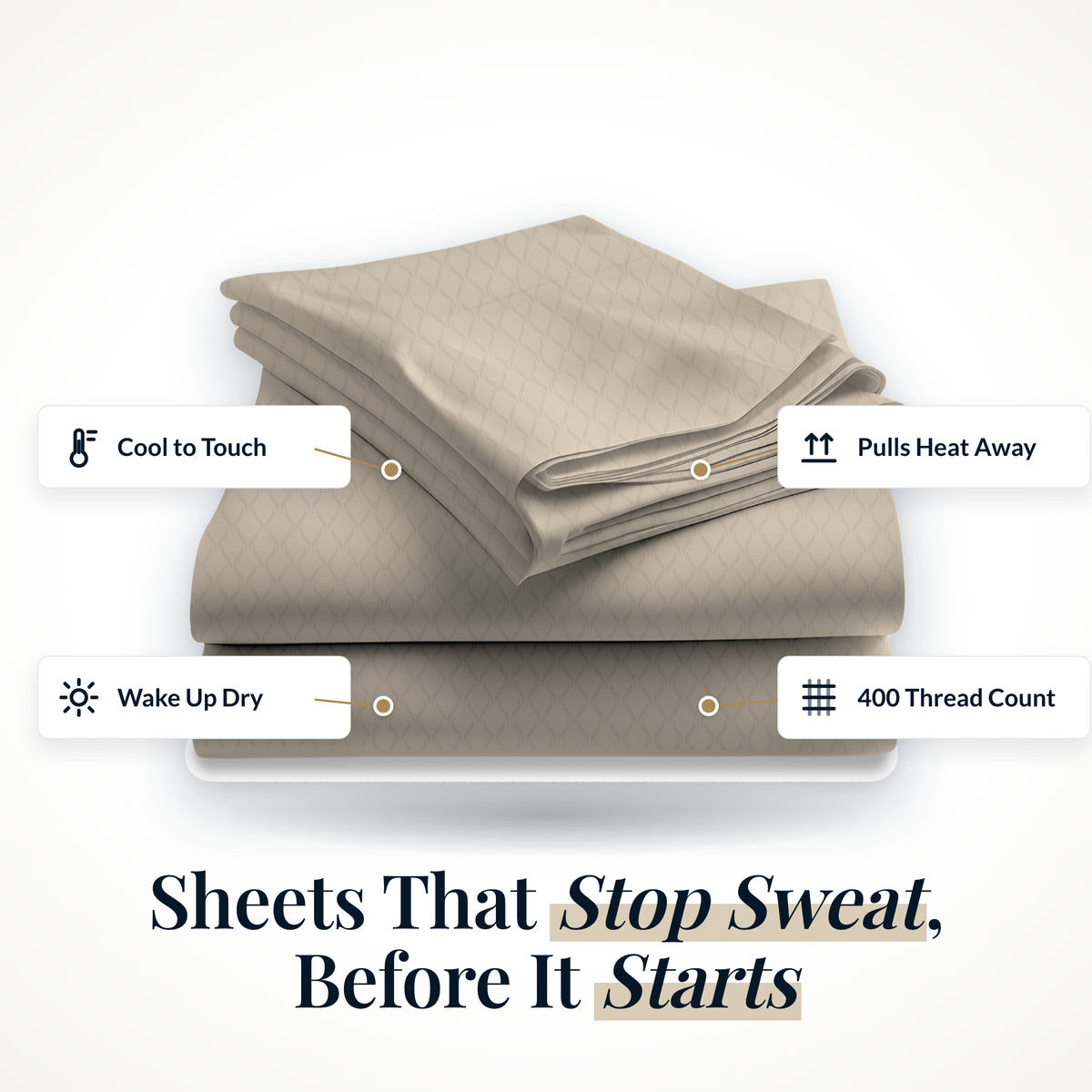 Lusome temperature regulating sheets in Champagne, folded set