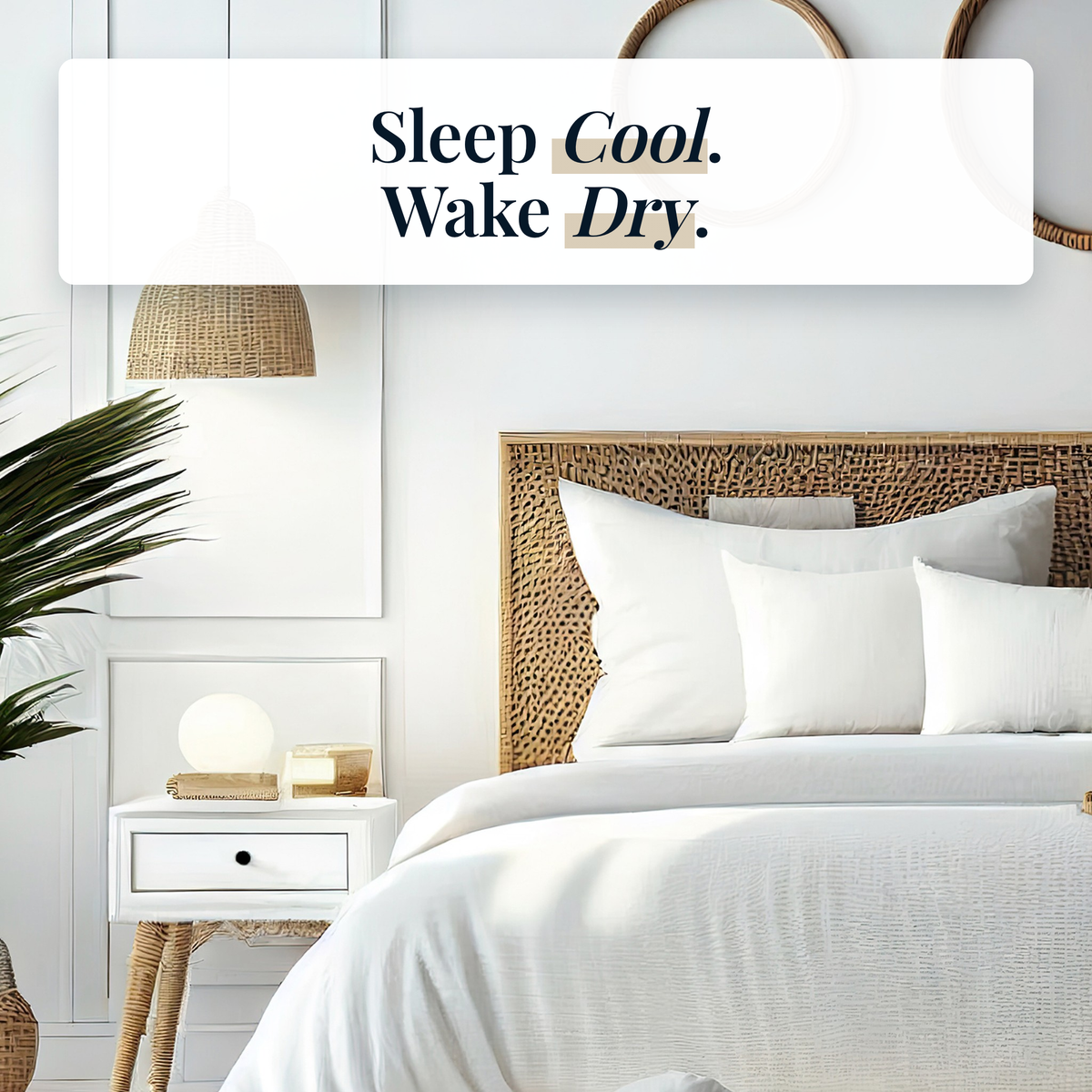 Lusome temperature regulating sheets in White on a made bed